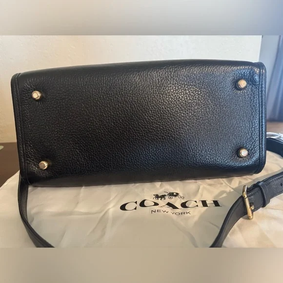 COACH Black Leather Dempsey Tote with Detachable Crossbody Strap - Picture 4 of 9